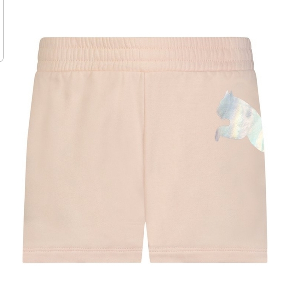 Puma Light Pink French Terry Logo Shorts, Medium - Picture 1 of 3